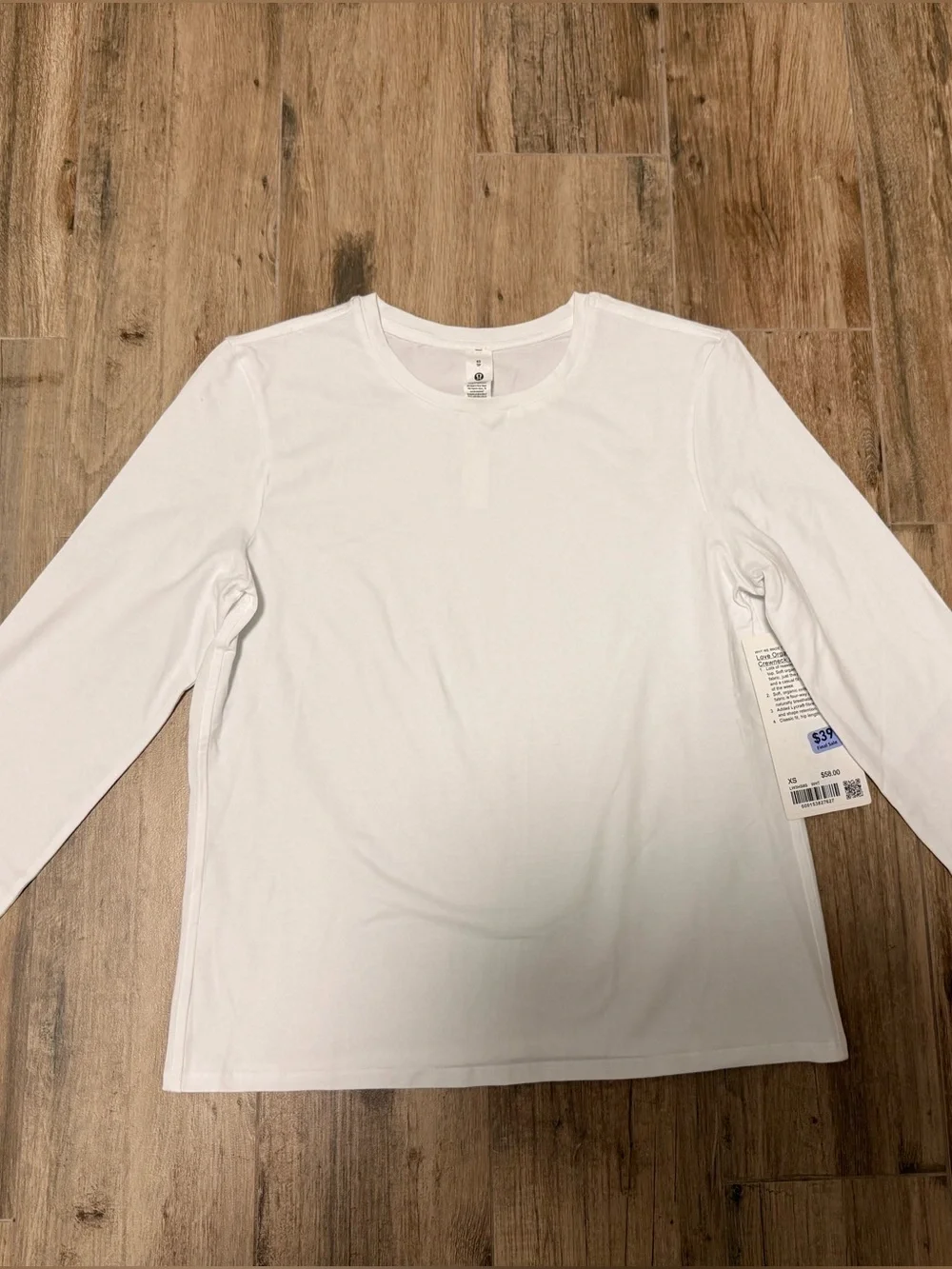NWT Lululemon Love Organic Cotton Women's Long Sleeve Size XS Crewneck Top White